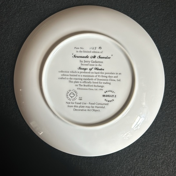 Songs Of Winter Limited Edition Plates by Jerry Gadamus - Picture 9 of 9